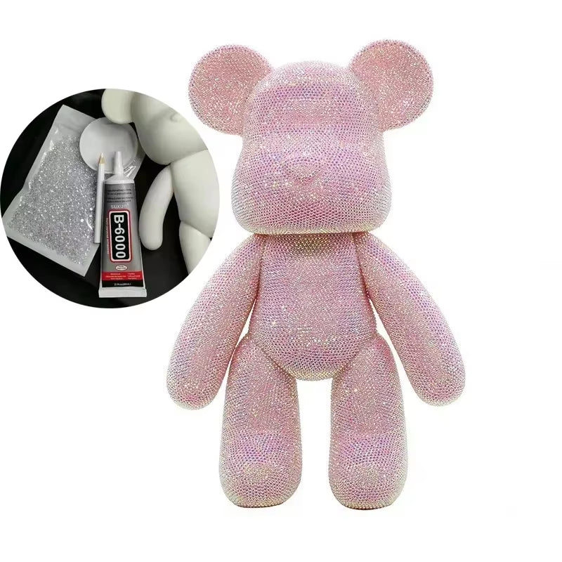 Rhinestone Crystal Bear Figure DIY Jewelry Cross Embroidery Bear Figurine Doll Glitter Applique Toy Decoration Desk Accessories