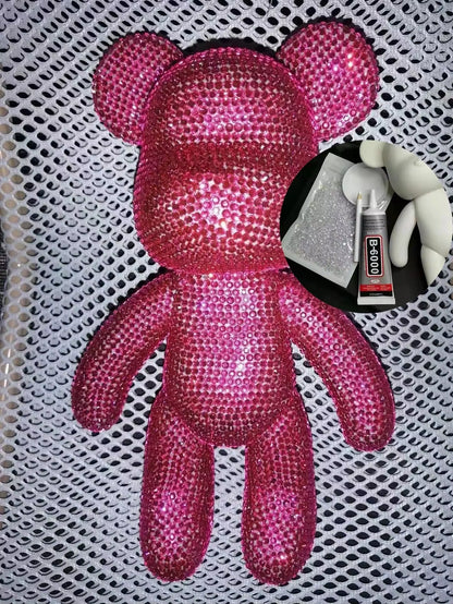 Rhinestone Crystal Bear Figure DIY Jewelry Cross Embroidery Bear Figurine Doll Glitter Applique Toy Decoration Desk Accessories