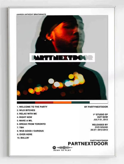 Retro Music Album Cover Posters Pop Hip Hop Rapper Partynextdoor Canvas Art for Room Decor Aesthetic Wall Decor for Home
