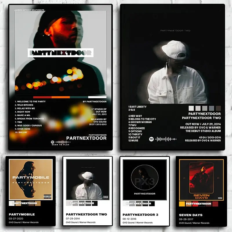 Retro Music Album Cover Posters Pop Hip Hop Rapper Partynextdoor Canvas Art for Room Decor Aesthetic Wall Decor for Home