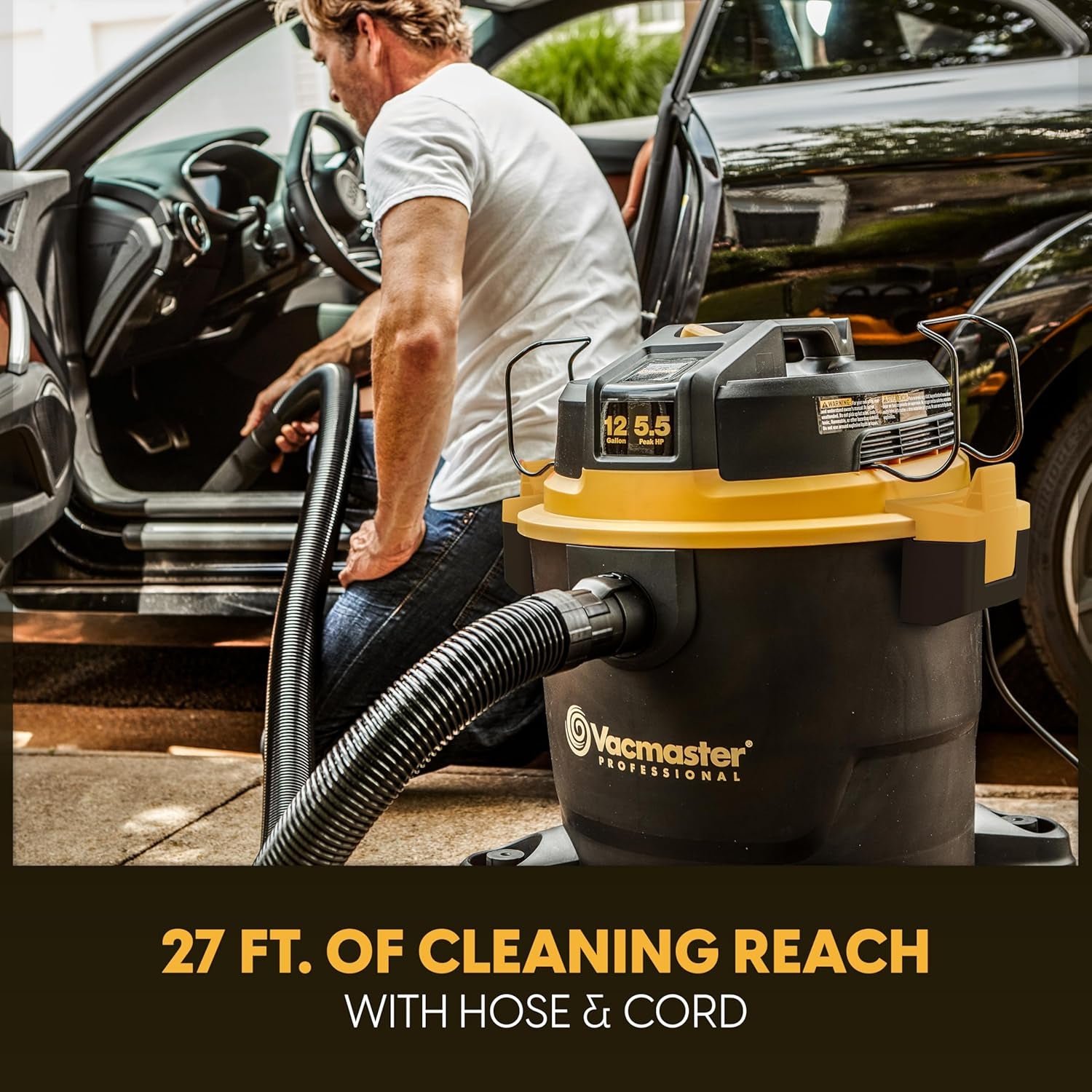 Vacmaster Professional - Professional Wet/Dry Vac, 12 Gallon, Beast Series, 5.5 HP 2-1/2" Hose (VJH1211PF0201) , Black