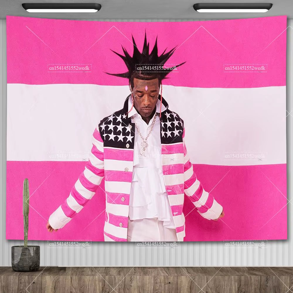 Lil Uzi Posters Vert Pink Tape Music Album Wall Art Tapestry Meme American USA Flag Background Backdrops Y2K Aesthetic Tapestrys