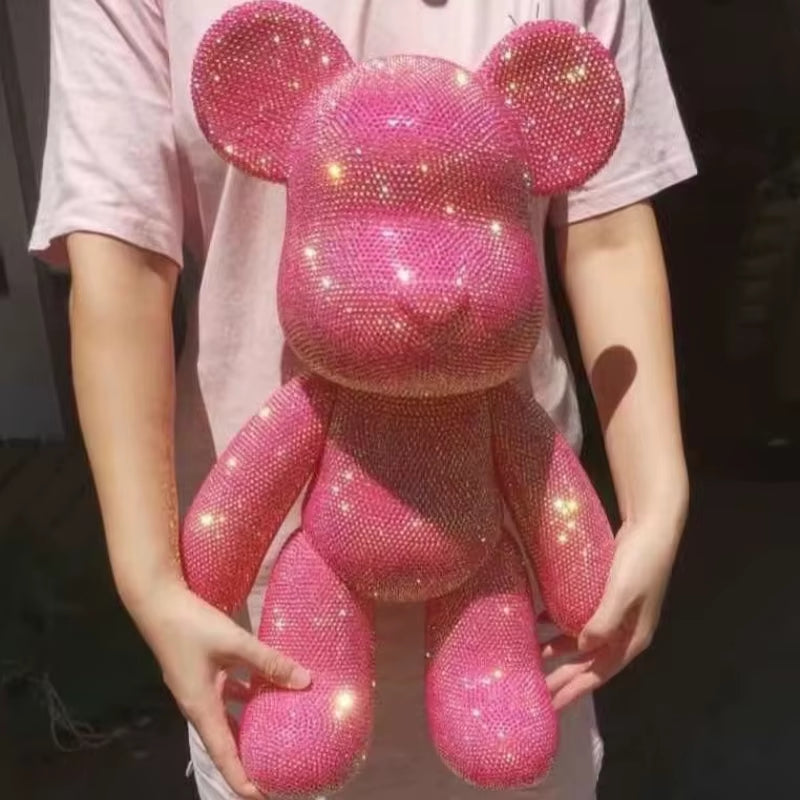 Rhinestone Crystal Bear Figure DIY Jewelry Cross Embroidery Bear Figurine Doll Glitter Applique Toy Decoration Desk Accessories