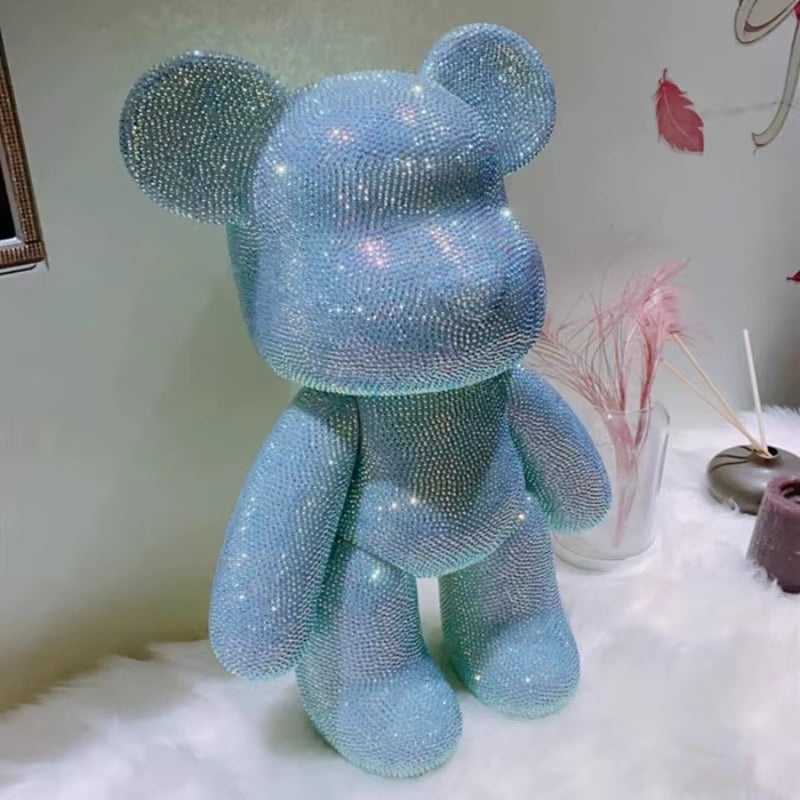 Rhinestone Crystal Bear Figure DIY Jewelry Cross Embroidery Bear Figurine Doll Glitter Applique Toy Decoration Desk Accessories