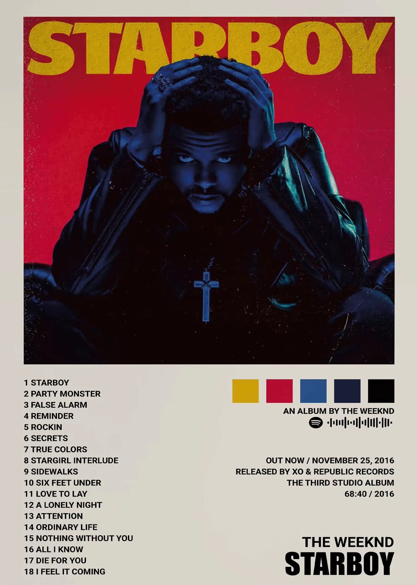 Music Album Star the Weeknd Hip Hop Posters Prints Canvas Painting Singer Wall Art Picture for Living Room Home Decoration Gift