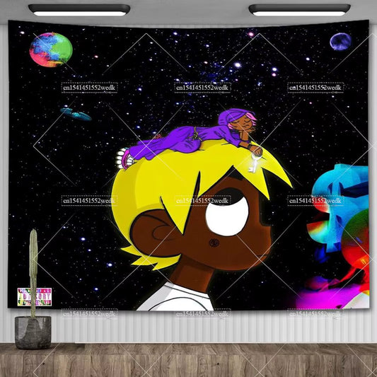 Lil Uzi Posters Vert Pink Tape Music Album Wall Art Tapestry Meme American USA Flag Background Backdrops Y2K Aesthetic Tapestrys