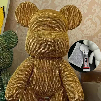 Rhinestone Crystal Bear Figure DIY Jewelry Cross Embroidery Bear Figurine Doll Glitter Applique Toy Decoration Desk Accessories