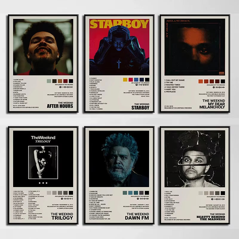 Music Album Star the Weeknd Hip Hop Posters Prints Canvas Painting Singer Wall Art Picture for Living Room Home Decoration Gift