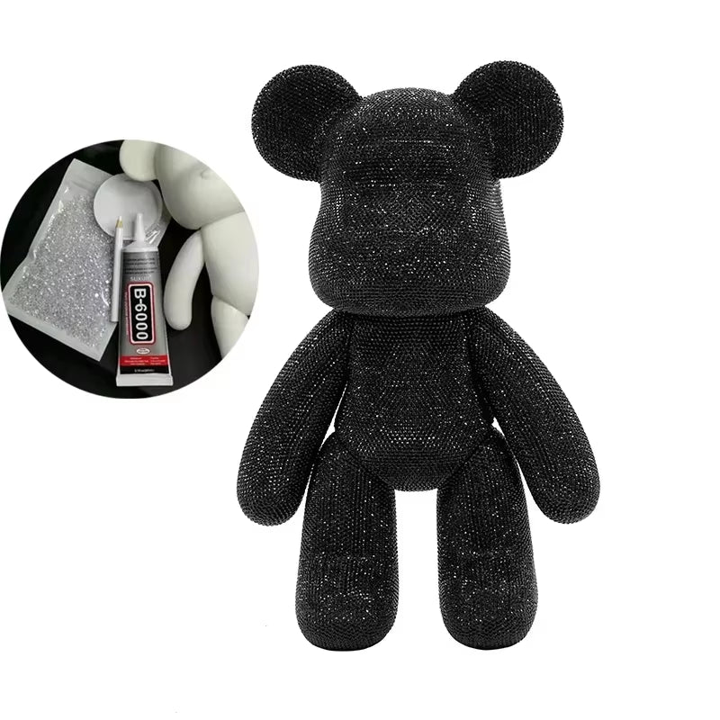 Rhinestone Crystal Bear Figure DIY Jewelry Cross Embroidery Bear Figurine Doll Glitter Applique Toy Decoration Desk Accessories