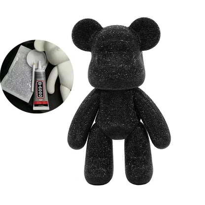 Rhinestone Crystal Bear Figure DIY Jewelry Cross Embroidery Bear Figurine Doll Glitter Applique Toy Decoration Desk Accessories