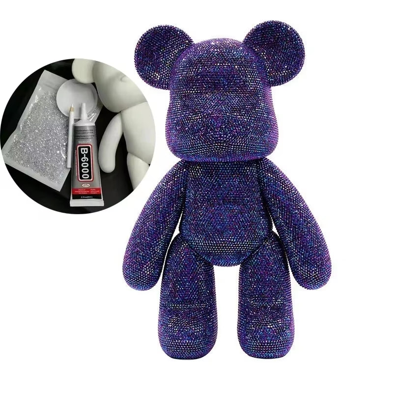 Rhinestone Crystal Bear Figure DIY Jewelry Cross Embroidery Bear Figurine Doll Glitter Applique Toy Decoration Desk Accessories
