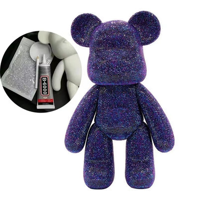 Rhinestone Crystal Bear Figure DIY Jewelry Cross Embroidery Bear Figurine Doll Glitter Applique Toy Decoration Desk Accessories