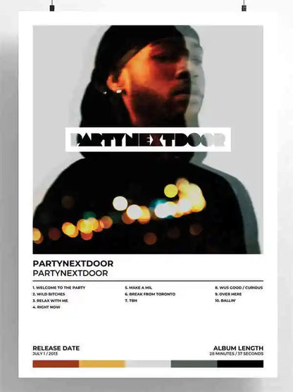 Retro Music Album Cover Posters Pop Hip Hop Rapper Partynextdoor Canvas Art for Room Decor Aesthetic Wall Decor for Home