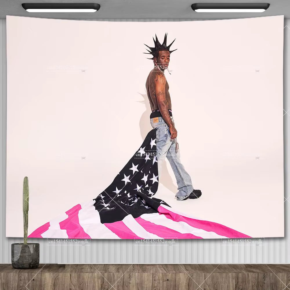 Lil Uzi Posters Vert Pink Tape Music Album Wall Art Tapestry Meme American USA Flag Background Backdrops Y2K Aesthetic Tapestrys
