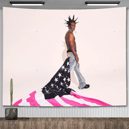 Lil Uzi Posters Vert Pink Tape Music Album Wall Art Tapestry Meme American USA Flag Background Backdrops Y2K Aesthetic Tapestrys