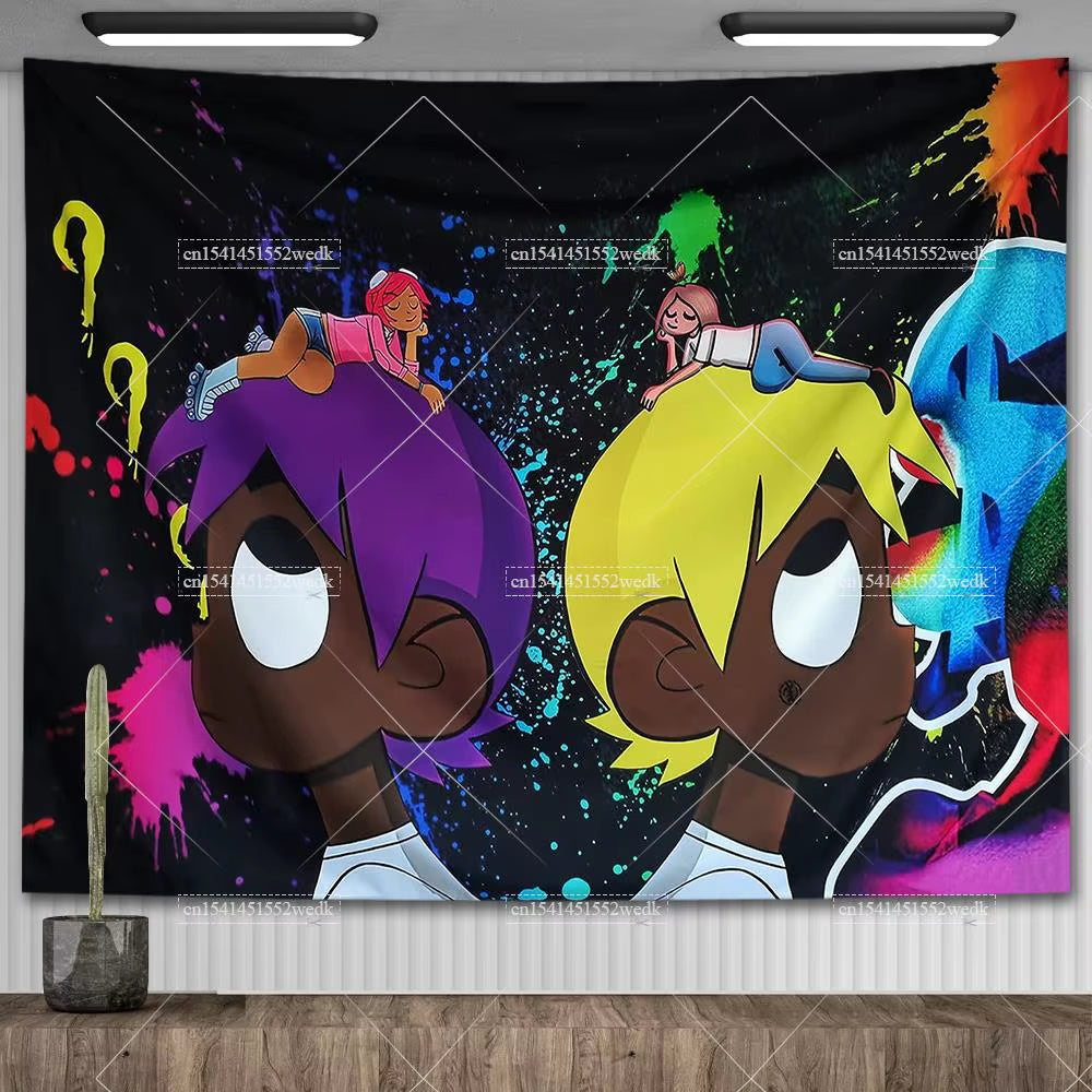 Lil Uzi Posters Vert Pink Tape Music Album Wall Art Tapestry Meme American USA Flag Background Backdrops Y2K Aesthetic Tapestrys