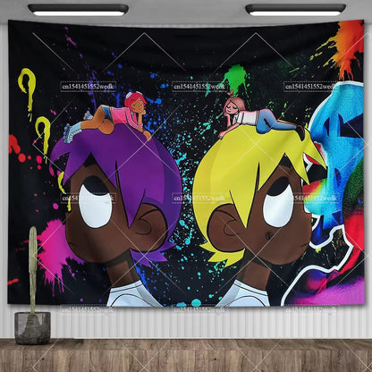 Lil Uzi Posters Vert Pink Tape Music Album Wall Art Tapestry Meme American USA Flag Background Backdrops Y2K Aesthetic Tapestrys