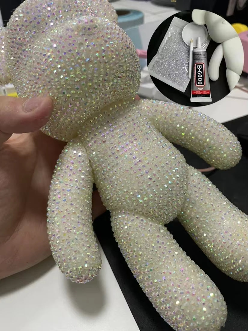 Rhinestone Crystal Bear Figure DIY Jewelry Cross Embroidery Bear Figurine Doll Glitter Applique Toy Decoration Desk Accessories
