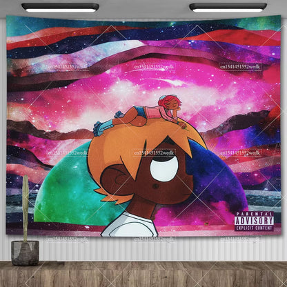Lil Uzi Posters Vert Pink Tape Music Album Wall Art Tapestry Meme American USA Flag Background Backdrops Y2K Aesthetic Tapestrys