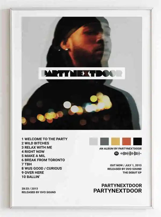 Retro Music Album Cover Posters Pop Hip Hop Rapper Partynextdoor Canvas Art for Room Decor Aesthetic Wall Decor for Home