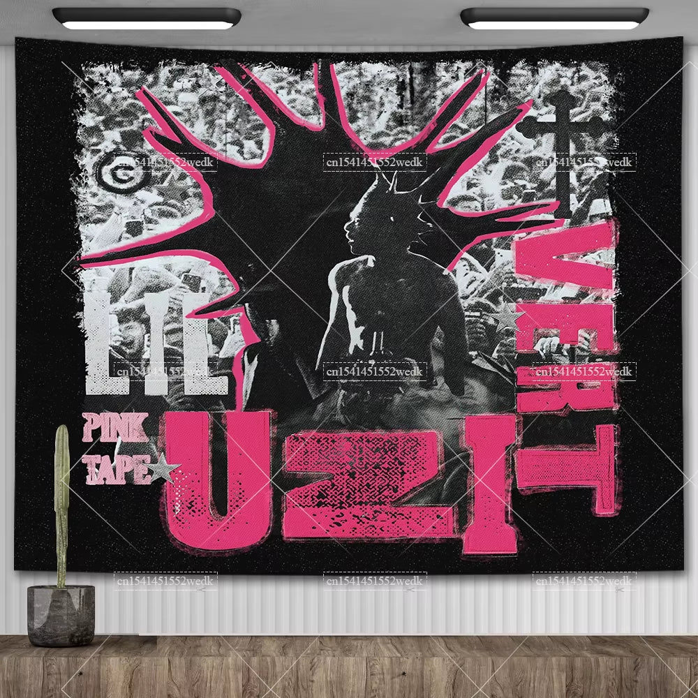 Lil Uzi Posters Vert Pink Tape Music Album Wall Art Tapestry Meme American USA Flag Background Backdrops Y2K Aesthetic Tapestrys