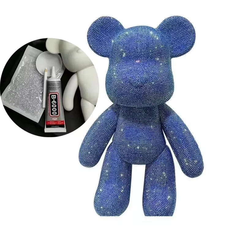 Rhinestone Crystal Bear Figure DIY Jewelry Cross Embroidery Bear Figurine Doll Glitter Applique Toy Decoration Desk Accessories