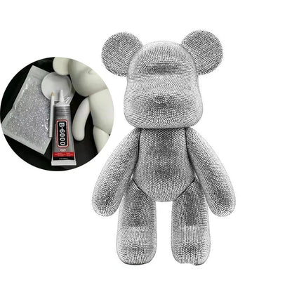 Rhinestone Crystal Bear Figure DIY Jewelry Cross Embroidery Bear Figurine Doll Glitter Applique Toy Decoration Desk Accessories