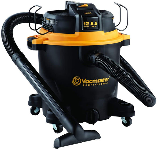Vacmaster Professional - Professional Wet/Dry Vac, 12 Gallon, Beast Series, 5.5 HP 2-1/2" Hose (VJH1211PF0201) , Black