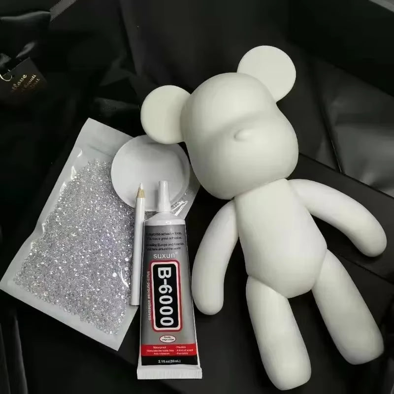 Rhinestone Crystal Bear Figure DIY Jewelry Cross Embroidery Bear Figurine Doll Glitter Applique Toy Decoration Desk Accessories