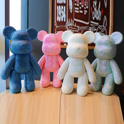 Rhinestone Crystal Bear Figure DIY Jewelry Cross Embroidery Bear Figurine Doll Glitter Applique Toy Decoration Desk Accessories