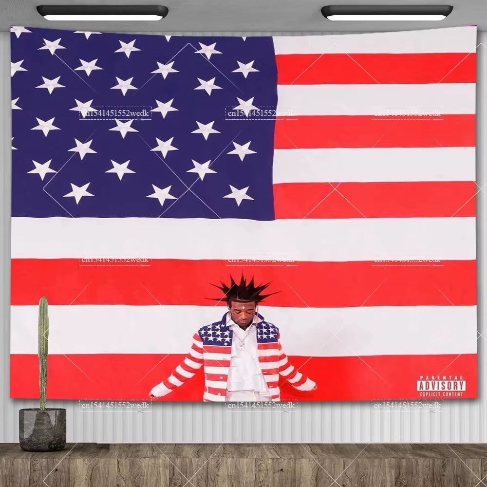 Lil Uzi Posters Vert Pink Tape Music Album Wall Art Tapestry Meme American USA Flag Background Backdrops Y2K Aesthetic Tapestrys