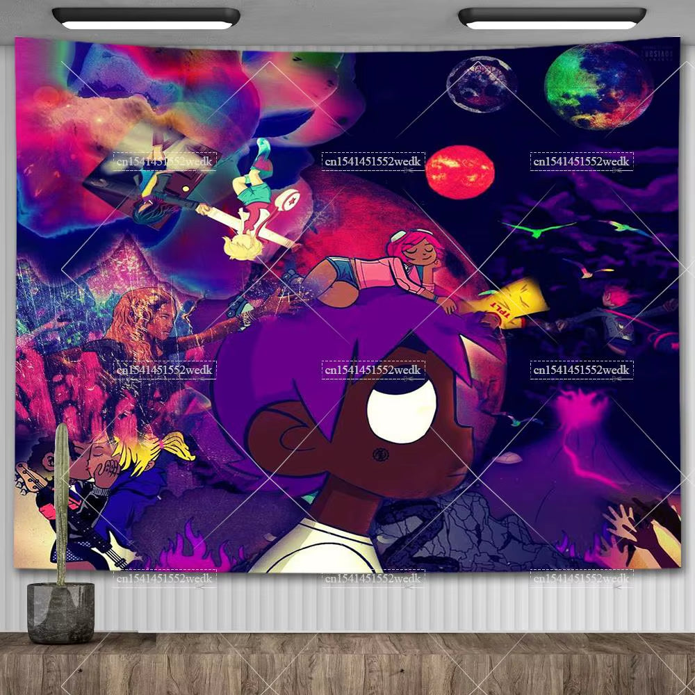 Lil Uzi Posters Vert Pink Tape Music Album Wall Art Tapestry Meme American USA Flag Background Backdrops Y2K Aesthetic Tapestrys