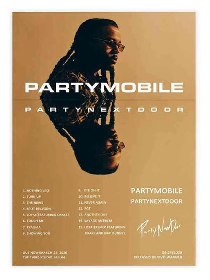 Retro Music Album Cover Posters Pop Hip Hop Rapper Partynextdoor Canvas Art for Room Decor Aesthetic Wall Decor for Home